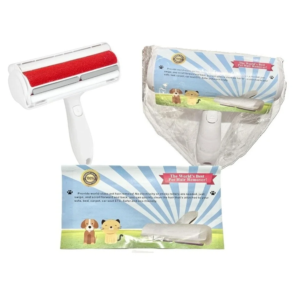 Reusable Pet Hair Remover Roller White Red Manual Lint Fur Remover for Furniture